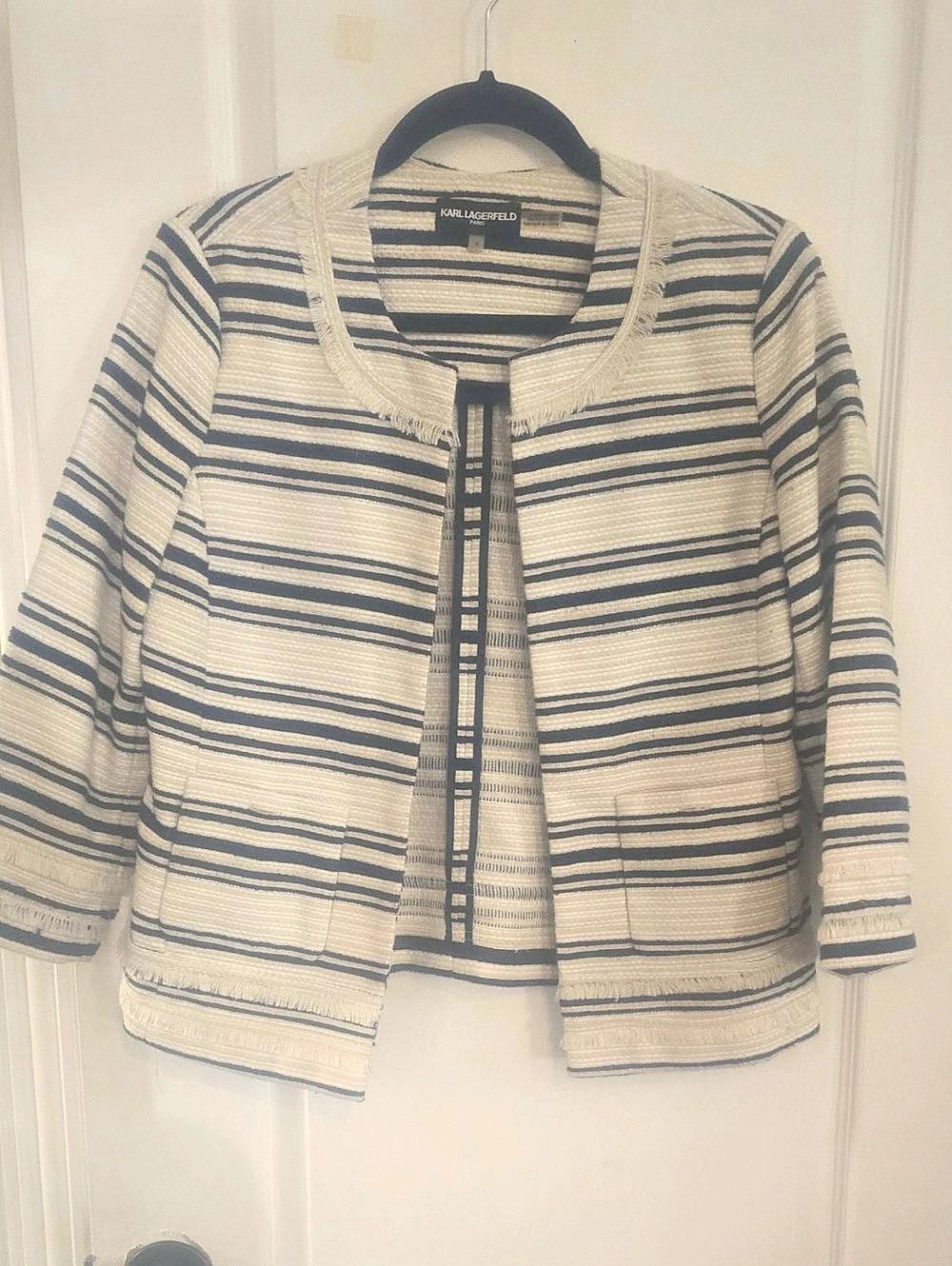 Karl Lagerfeld Striped Jacket in Blue & White Size 4 Like New